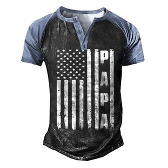 Mens Fathers Day Best Dad Ever Usa American Flag Men's Henley Raglan T-Shirt | Mazezy