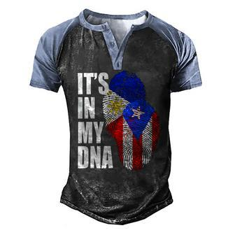 Filipino And Puerto Rican Dna Mix Flag Heritage Men's Henley Raglan T-Shirt | Mazezy