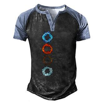 Four Elements Air Earth Fire Water Ancient Alchemy Symbols Men's Henley Raglan T-Shirt | Mazezy