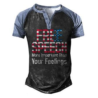 Free Speech More Important Than Feelings 1St Amendment Usa Men's Henley Raglan T-Shirt | Mazezy