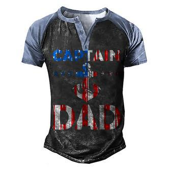 Funny Captain Dad Boat Owner American Flag 4Th Of July Men's Henley Shirt Raglan Sleeve 3D Print T-shirt - Seseable