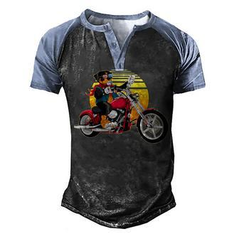 Funny Rottweiller Dog Biker 4Th Of July Biker Dog Dad Men's Henley Shirt Raglan Sleeve 3D Print T-shirt - Seseable