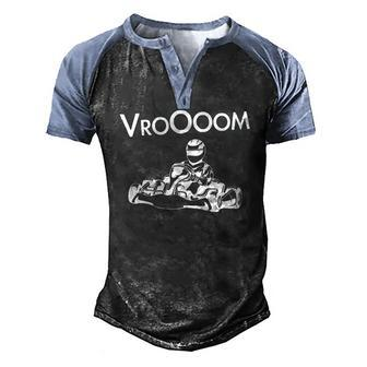 Go Kart Vroooom Go Kart Racing Driver Men's Henley Raglan T-Shirt | Mazezy