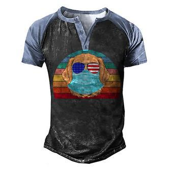 Golden Retriever American Flag 4Th Of July Patriotic Dog Dad Men's Henley Shirt Raglan Sleeve 3D Print T-shirt - Seseable