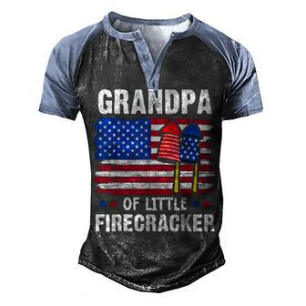 Grandpa Of The Little Firecracker 4Th Of July Grandfather Men's Henley Shirt Raglan Sleeve 3D Print T-shirt - Seseable