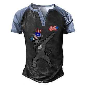 Great Dane Dabbing Dog Dad 4Th Of July Men's Henley Shirt Raglan Sleeve 3D Print T-shirt - Seseable