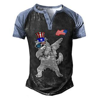 Great Pyrenees Dabbing Dog Dad 4Th Of July Men's Henley Shirt Raglan Sleeve 3D Print T-shirt - Seseable
