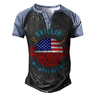Grillin Dad Grilling T 4Th Of July Independence Men's Henley Shirt Raglan Sleeve 3D Print T-shirt - Seseable
