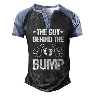 Mens The Guy Behind The Bump Pregnancy Announcement For Dad Men's Henley Raglan T-Shirt | Mazezy