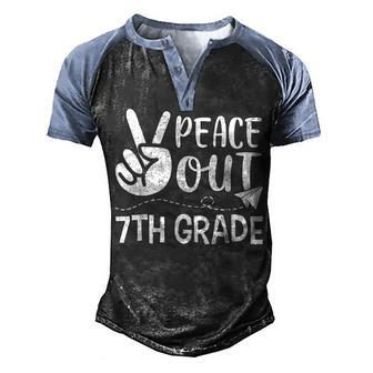 Happy Last Day Of School Retro Peace Out 7Th Grade Men's Henley Raglan T-Shirt | Mazezy