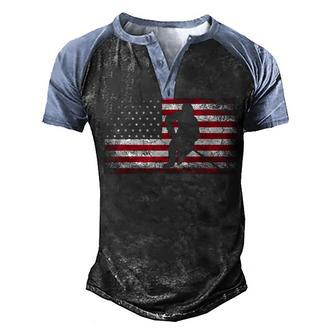 Hockey American Flag 4Th Of July Patriotic Usa Dad Men Son Men's Henley Shirt Raglan Sleeve 3D Print T-shirt - Seseable