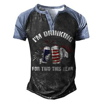 Im Drinking For Two Pregnancy 4Th Of July Dad Men's Henley Shirt Raglan Sleeve 3D Print T-shirt - Seseable