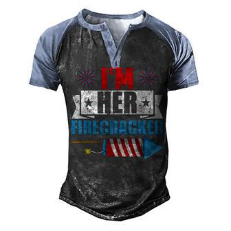 Im Her Firecracker 4Th Of July Matching Couple For Her Men's Henley Shirt Raglan Sleeve 3D Print T-shirt - Seseable