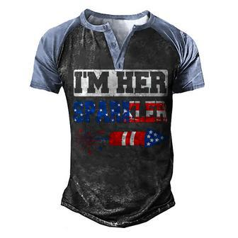 Im Her Sparkler 4Th Of July American Pride Matching Couple Men's Henley Shirt Raglan Sleeve 3D Print T-shirt - Seseable