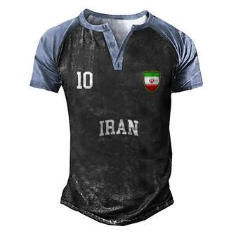 Iran 10 Iranian Flag Soccer Team Football Men's Henley Raglan T-Shirt | Mazezy