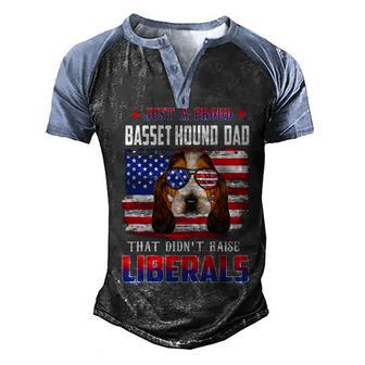 Just A Proud Basset Hound Dad Merica Dog 4Th Of July Men's Henley Shirt Raglan Sleeve 3D Print T-shirt - Seseable
