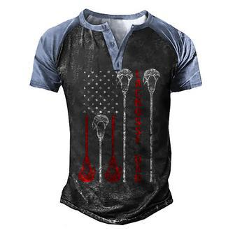 Lacrosse Dad 4Th Of July Usa Flag Gift Men's Henley Shirt Raglan Sleeve 3D Print T-shirt - Seseable