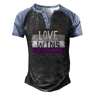 Love Wins Lgbt Asexual Gay Pride Flag Colors Men's Henley Raglan T-Shirt | Mazezy