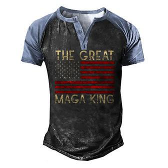 Maga King The Great King Ultra Maga Republican Vintage Flag Men's Henley Raglan T-Shirt | Mazezy