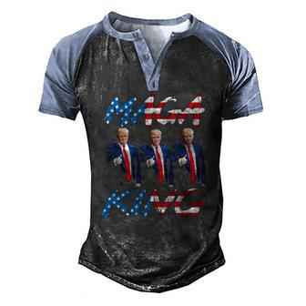 Maga King Ultra Maga Patriotic Trump Patriotic American Flag Men's Henley Raglan T-Shirt | Mazezy