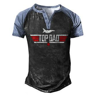 Men Vintage Top Dad Top Movie Gun Jet Fathers Day Birthday Men's Henley Shirt Raglan Sleeve 3D Print T-shirt - Seseable