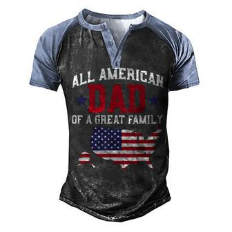 Mens All American Dad Usa Flag 4Th Of July Fourth Patriot Men Men's Henley Shirt Raglan Sleeve 3D Print T-shirt - Seseable