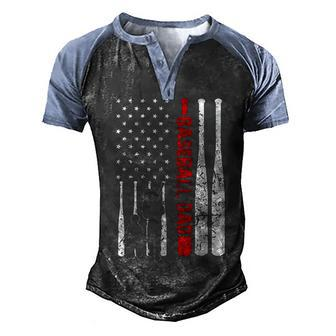 Mens Baseball Dad - Dad And Son - American Flag 4Th Of July Men's Henley Shirt Raglan Sleeve 3D Print T-shirt - Seseable