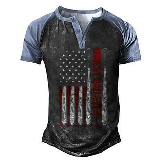 Mens Best Dad Coach Ever Baseball American Flag 4Th Of July Men's Henley Shirt Raglan Sleeve 3D Print T-shirt - Seseable