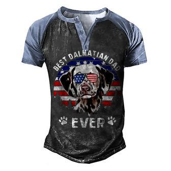 Mens Best Dalmatian Dad Ever Us Flag 4Th Of July Men's Henley Shirt Raglan Sleeve 3D Print T-shirt - Seseable