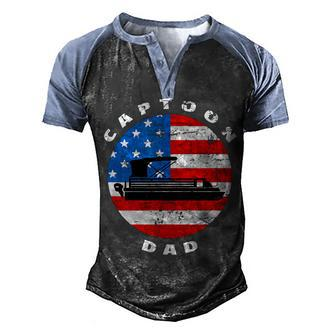 Mens Captoon Dad Pontoon Boat Captain Us Flag 4Th Of July Boating Men's Henley Shirt Raglan Sleeve 3D Print T-shirt - Seseable