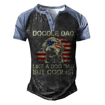 Mens Doodle Dad Like A Dog Dad But Cooler Usa Flag 4Th Of July Men's Henley Shirt Raglan Sleeve 3D Print T-shirt - Seseable