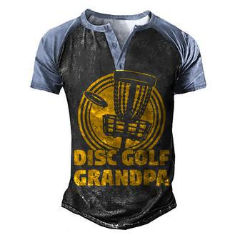 Mens Frisbee Golf Funny Disc Golf Grandpa Disc Golf Player Men's Henley Shirt Raglan Sleeve 3D Print T-shirt - Seseable