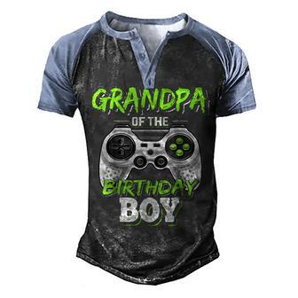 Mens Grandpa Of The Birthday Boy Matching Video Game Men's Henley Shirt Raglan Sleeve 3D Print T-shirt - Seseable