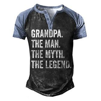 Mens Grandpa The Man The Myth The Legend Men Gift Fathers Day Men's Henley Shirt Raglan Sleeve 3D Print T-shirt - Seseable