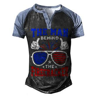 Mens New Dad 4Th Of July The Man Behind The Firecracker Patriotic Men's Henley Shirt Raglan Sleeve 3D Print T-shirt - Seseable