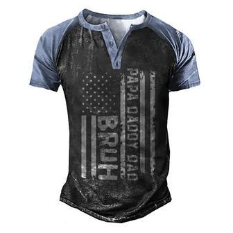 Mens Papa Daddy Dad Bruh Fathers Day 4Th Of July Usa Flag Gift Men's Henley Shirt Raglan Sleeve 3D Print T-shirt - Seseable