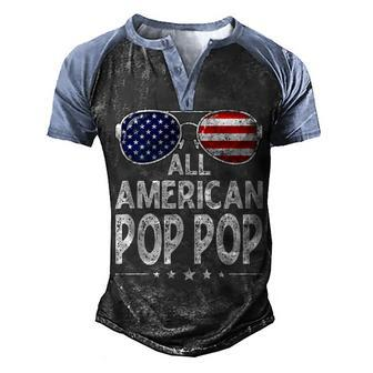 Mens Retro Fathers Day Family All American Pop Pop 4Th Of July Men's Henley Shirt Raglan Sleeve 3D Print T-shirt - Seseable