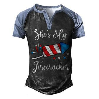 Mens Shes My Firecracker Funny 4Th Of July For Men Men's Henley Shirt Raglan Sleeve 3D Print T-shirt - Seseable