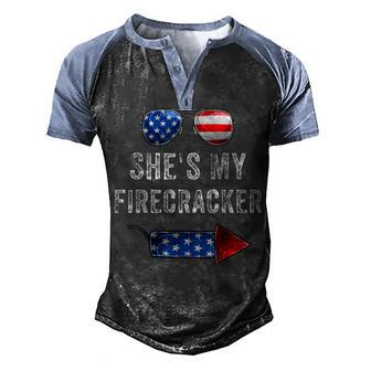 Mens Shes My Firecracker His And Hers 4Th July Matching Couples Men's Henley Shirt Raglan Sleeve 3D Print T-shirt - Seseable