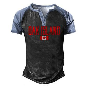 Oak Island Canada Flag Vintage Red Text Men's Henley Raglan T-Shirt | Mazezy