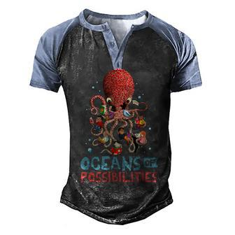 Oceans Of Possibilities Summer Reading 2022 Octopus Men's Henley Raglan T-Shirt