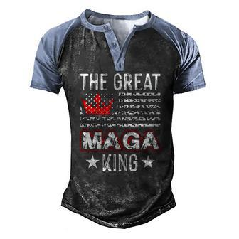 Old The Great Maga King Ultra Maga Retro Us Flag Men's Henley Raglan T-Shirt | Mazezy