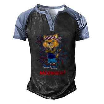 Orange Tabby Gangsta Cat Tattoos Bandana July 4Th Cat Lover Men's Henley Raglan T-Shirt | Mazezy