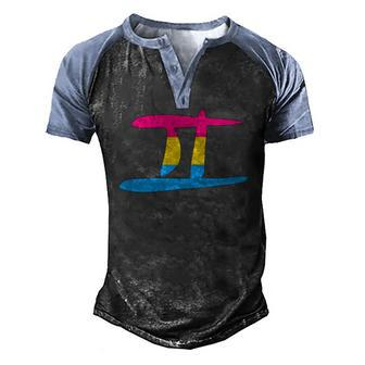 Pansexual Pride Flag Gemini Zodiac Sign Men's Henley Raglan T-Shirt | Mazezy