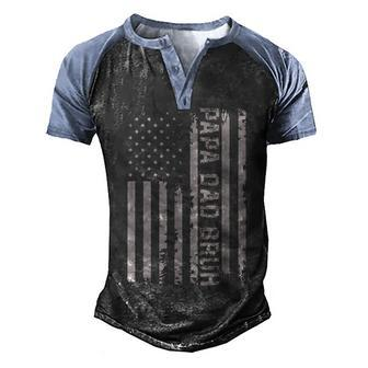 Papa Dad Bruh Fathers Day 4Th Of July Us Flag Vintage 2022 Men's Henley Shirt Raglan Sleeve 3D Print T-shirt - Seseable