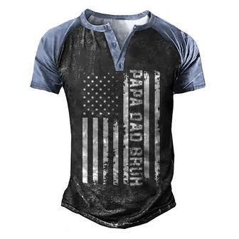 Papa Dad Bruh Fathers Day 4Th Of July Us Flag Vintage 2022 Men's Henley Shirt Raglan Sleeve 3D Print T-shirt - Seseable