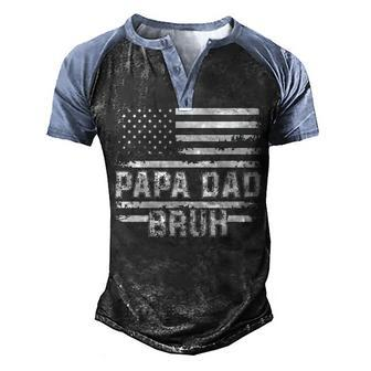 Papa Dad Bruh Fathers Day 4Th Of July Us Vintage Gift 2022 Men's Henley Shirt Raglan Sleeve 3D Print T-shirt - Seseable