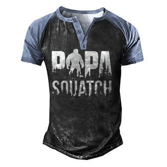Papa Squatch Gifts For Dad Sasquatch Fathers Day V2 Men's Henley Shirt Raglan Sleeve 3D Print T-shirt - Seseable
