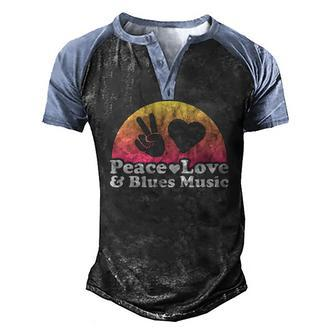 Peace Love And Blues Music Vintage Sunset Men's Henley Raglan T-Shirt | Mazezy