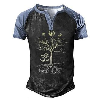 Phases Of The Moon Tree Of Life Om Aum Peace Mindful Men's Henley Raglan T-Shirt | Mazezy